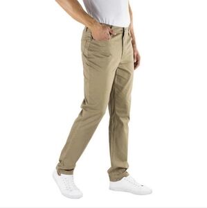 JACHS NEW YORK Comfort Stretch Slim Straight Fit Tapered Leg Khaki Tan 38x32 Men